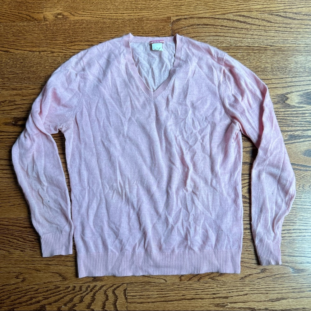 J Crew cashmere lightweight sweater in pale pink